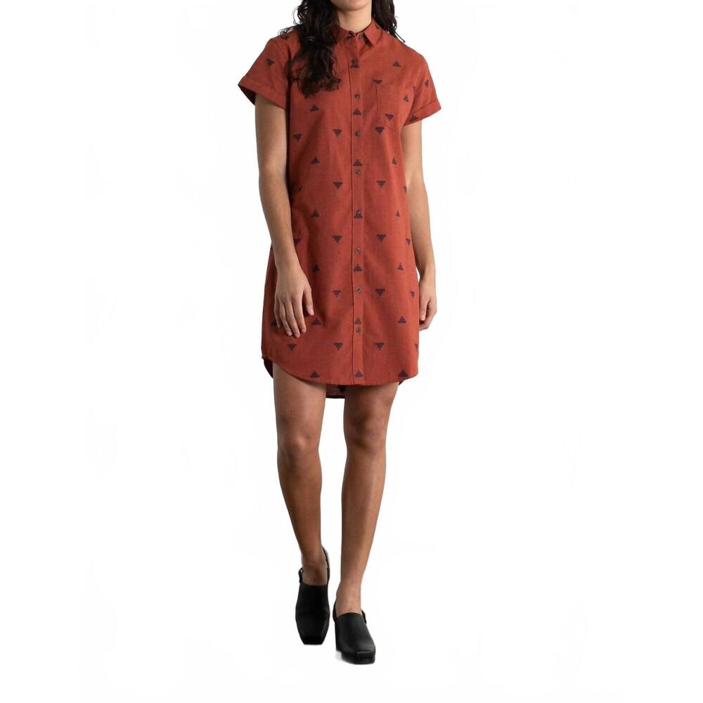 NEW BRIDGE & BURN loren shirt dress in rust fil-coupé pyramids